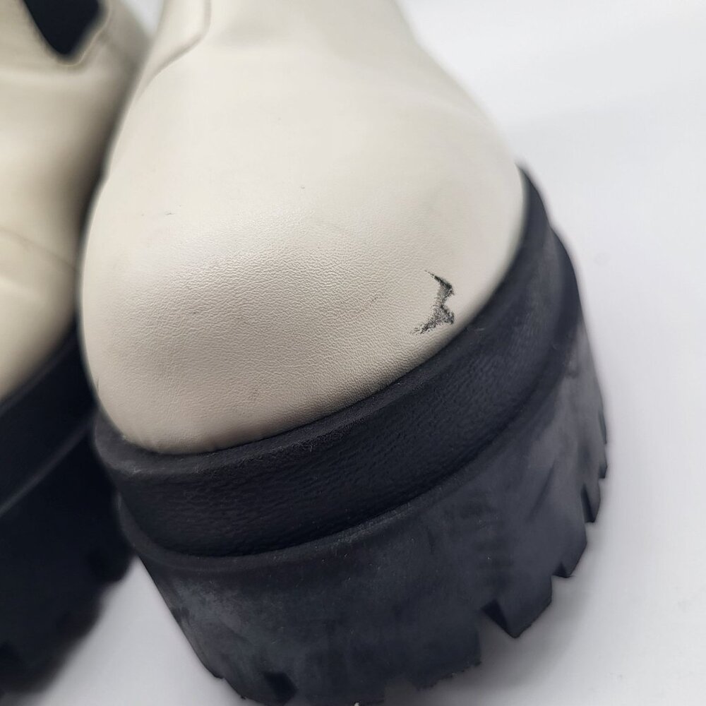 H&M DIVIDED Platform Boots Chunky Lug Sole Pull On Womens 9.5 Y2k Cream Black - Picture 3 of 15